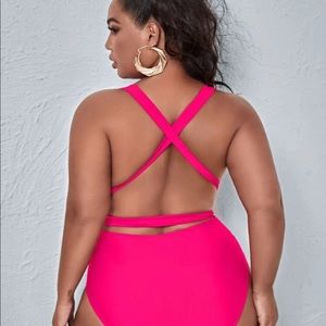Pink Backless One Piece Bathing Suit